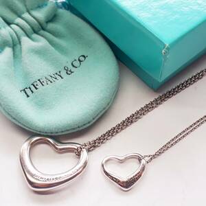 [TIFFANY&Co SV925 necklace ]* polishing settled * Open Heart 2 point accessory necklace 