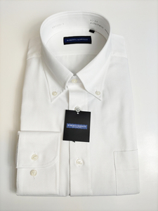 形態安定シャツ LLサイズ 42-84 ボタンダウン 白ドビー 長袖 新品 ドレスシャツ カッターシャツ RM4000-1