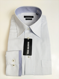 形態安定シャツ 41-80 スリムフィット デザインシャツ レギュラーカラー 長袖 新品 ドレスシャツ カッターシャツ 5BA001S-1