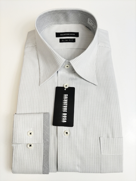 形態安定シャツ 38-78 スリムフィット グレードビー デザインシャツ レギュラーカラー 長袖 新品 カッターシャツ 5BA001S-3