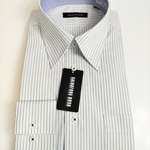 形態安定シャツ 42-84 ブルーストライプ デザインシャツ レギュラーカラー 長袖 新品 カッターシャツ 5BA002S-1の画像1