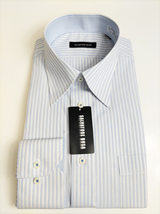 形態安定シャツ 40-80 サックスブルー ストライプ デザインシャツ レギュラーカラー 長袖 新品 カッターシャツ 5BA003S-1_画像1