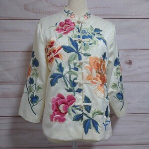  unused * tea ina jacket floral print embroidery 2XL