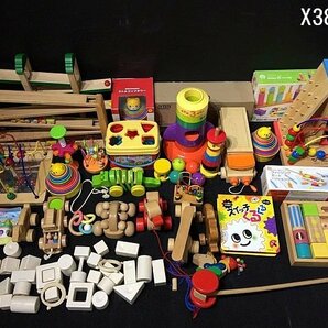X3863M ベビー 赤ちゃん 知育 音が鳴る おもちゃ 木製 ルーピング スロープ 型はめ など 大量 まとめの画像1