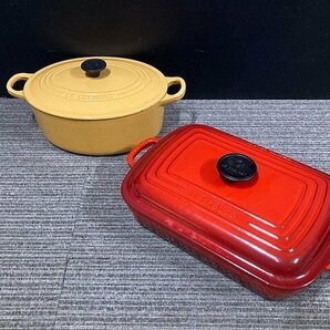 Y1685S LE CREUSET ル・クルーゼ 両手鍋 鋳物 ココット・レクタンギュラー 29cm ココット・オーバル 25cmの画像1