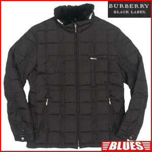 即決★BURBERRY BLACK LABEL★メンズM 廃版 ダウンジャケット バーバリーブラックレーベル M 黒 ノバチェック キルティング ファー