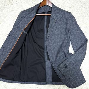 ZARA ザラ テーラードジャケット ブレザー チャコールグレー ブートニエール 春夏素材 48サイズ