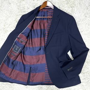 【2XLサイズ】 TOMMY HILFIGER トミーヒルフィガー テーラードジャケット 裏地デザイン 総柄 ネイビー ブレザー 