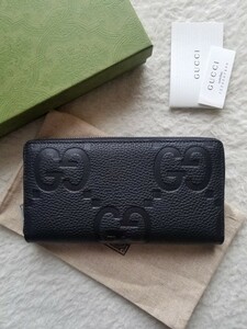 新品 GUCCI グッチ ジャンボGG ラウンドファスナー 長財布 ブラック 739484 AABY0 1000