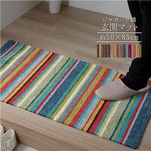 【新品】玄関マット/フロアマット 【約50×85cm ブラウン】 洗える 薄型 防滑加工 カラフル 〔ベッドルーム リビング〕