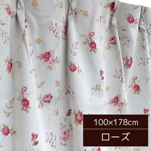 【新品】バラ柄 遮光カーテン / 2枚組 100×178cm ローズ / 洗える 形状記憶 薔薇柄 3級遮光 『ファンシー』 九装