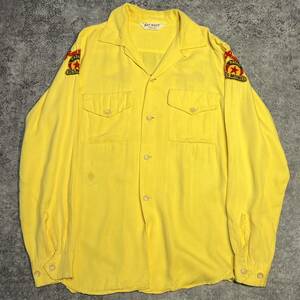 Vintage 60s 70s NAT NAST Rayon Shirt 長袖シャツ 開襟 オープンカラー レーヨン イエロー 60年代 70年代 ヴィンテージ ビンテージ