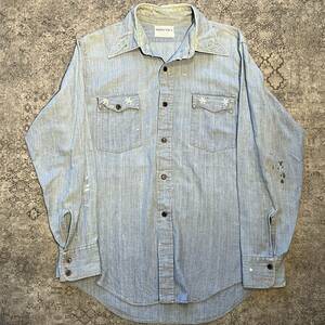 Vintage 70s MERVYN'S Chambray Shirt シャンブレー 刺繍 ヒッピー シャツ 70年代 ヴィンテージ ビンテージ