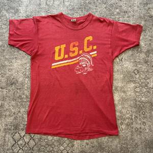 Vintage 80s Champion USC T-shirt チャンピオン Tシャツ トリコタグ シングルステッチ レッド 80年代 ヴィンテージ ビンテージ USA製