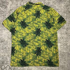 Vintage 60s Aloha Shirt アロハシャツ 古銭ボタン 総柄 グリーン イエロー 60年代 ヴィンテージ ビンテージの画像2