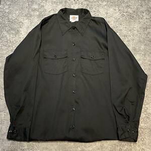 USA製 70s 80s Dickies Long Sleeve Shirt ディッキーズ 長袖 シャツ ブラック 70年代 80年代 ヴィンテージ ビンテージ vintage