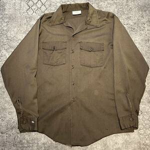 USA製 70s 80s Dickies Work Shirt ディッキーズ ワークシャツ 長袖 ブラウン 70年代 80年代 ヴィンテージ ビンテージ vintage