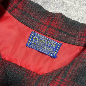 50s PENDLETON ペンドルトン オンブレ チェック オープンカラー 開襟 ウールシャツ レッド 50年代 ヴィンテージ ビンテージ vintageの画像3