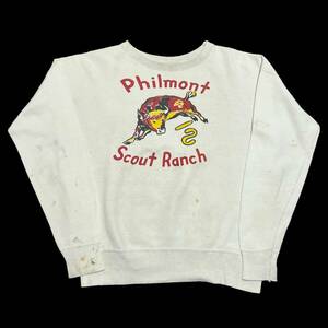 Vintage 50s Soaked Print Sweatshirt 染み込み プリント スウェット ボーイスカウト ホワイト 50年代 ヴィンテージ ビンテージ