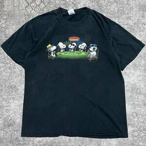 90s PEANUTS M&O Knits SNOOPY スヌーピー Tシャツ オリジナル カジノ バンドT ブラック 90年代 ヴィンテージ ビンテージ vintageの画像1