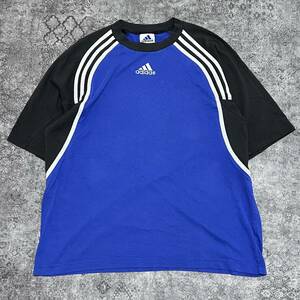 90s adidas アディダス フリーダム スリーブ Tシャツ パフォーマンスロゴ 半袖 ブルー 90年代 ヴィンテージ ビンテージ vintage