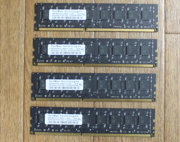 中古 8GBx4枚 32GB Sanmax　DDR3 12800U Micronチップ