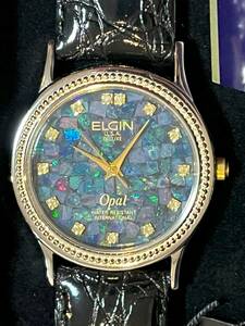 動画あり　松本市発　ELGIN エルジン OPAL FK-550-A　オパール文字盤　メンズ　腕時計　クォーツ　未使用中古　稼動中ですが ジャンク