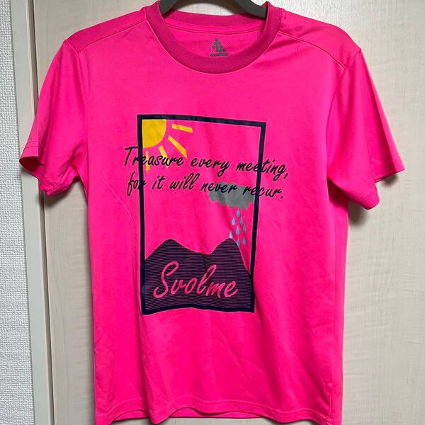 Tシャツ 半袖 半袖Tシャツ　スボルメ　svolme　フットサル　ランニング　ピンク　蛍光色 ポリエステル100% 男女兼用