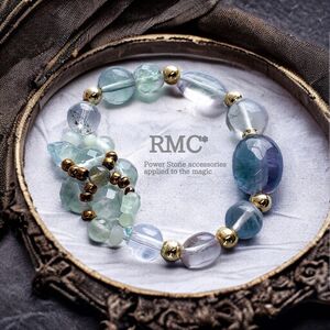 RMC*お花クロス 神秘的フローライトの世界 天然石ブレスレット