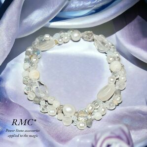 RMC*中華奢デザイン透明世界天然石ブレスレット