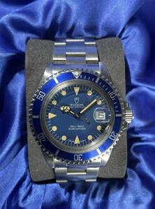 *TUDOR*. Submarine blue * Vintage custom * original same Switzerland made 2824-2* case & reverse side cover 79090 stamp * Tudor 