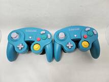 【動作確認済】 ニンテンドー ゲームキューブ コントローラー エメラルドブルー 2個 Nintendo GameCube GC B232_画像1