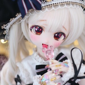 【シンティランテ】DDH-27 カスタムヘッド 開口 セミホワイト+碁石アイ2種+舌パーツ MDD ドール の画像6