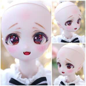 【シンティランテ】DDH-27 カスタムヘッド 開口 セミホワイト+碁石アイ2種+舌パーツ MDD ドール の画像10