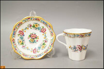 1458-コールポート◆カップ＆ソーサー C＆S デミタス 金彩花文 イングランド製 COALPORT_画像2