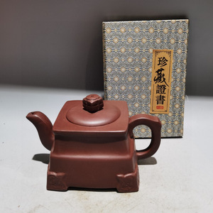 【蔵友館蔵品・紫砂壺・四方清影壺・徐漢棠款・紫泥】・茶具・茶道品・希少珍品・賞物・中国古美術