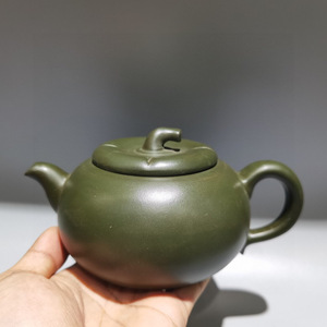 【蔵友館蔵品・紫砂壺・柿圓壺・顧景舟款・綠泥】・茶具・茶道品・希少珍品・賞物・中国古美術