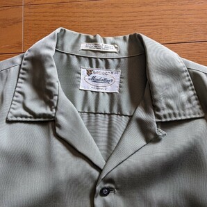 60s ビンテージ レーヨン オープンカラー シャツ Ｍ USA製 アメリカ 50s ハンドステッチ 開襟 ロカビリー 長袖 の画像1