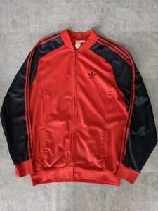 希少XL 70s adidas VENTEX ATP ジャージ 赤 黒 トラックジャケット 60s 80s フランス製 イギリス 英国 ブラック ヴィンテージ アーカイブ 