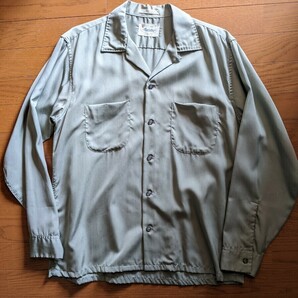 60s ビンテージ レーヨン オープンカラー シャツ Ｍ USA製 アメリカ 50s ハンドステッチ 開襟 ロカビリー 長袖 の画像2