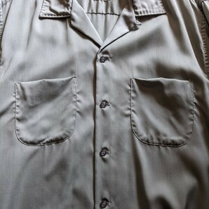 60s ビンテージ レーヨン オープンカラー シャツ Ｍ USA製 アメリカ 50s ハンドステッチ 開襟 ロカビリー 長袖 の画像6