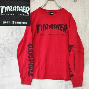 THRASHER MAG LOGO LONGSLEEVE TEE RED M ロンT 長袖Tシャツ Tシャツ 長袖 プリント