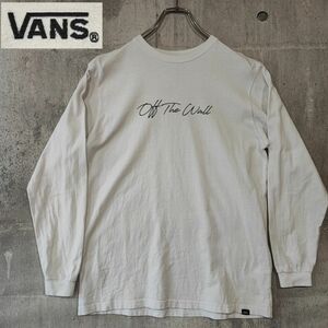 VANS プリント カットソー ロンT ロングスリーブTシャツ S Tシャツ 古着 カットソー ホワイト 長袖Tシャツ ロンT