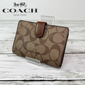 COACH コーチ シグネチャー レザー 二つ折り コンパクトウォレット J33