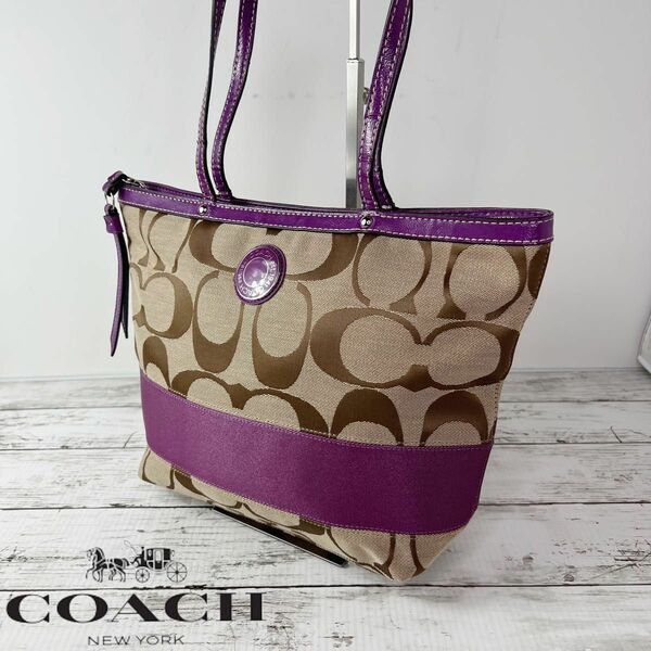 COACH コーチ シグネチャー レザー トートバッグ ハンドバッグ J62