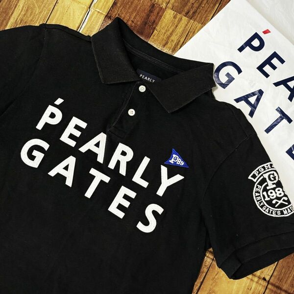 パーリーゲイツ　ポロシャツ　4 メンズ　PEARLYGATES ブラック　黒　半袖　シャツ　Mサイズ