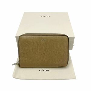 【美品】セリーヌ CELINE ミディアム ジップアラウンドウォレット ラウンドファスナー 二つ折り財布 バイカラー ベージュ