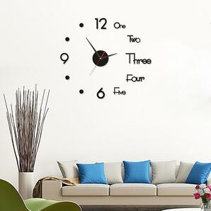 壁掛け時計 ウォールクロック 北欧風 壁時計 インテリア DIY シンプル 英字 クロック 時計 モダン オシャレ シック 北欧 電池 ステッカーの画像2