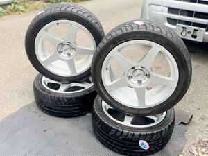 一円スタート…社外 DU LEXEL アルミホイル17×8J+38( 2台)17×7J+38(2台) 235/45/17(2)215/45/17(2) BNR32 GTR V-spec から外したものです