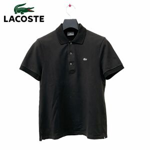 送料無料■程度良好【LACOSTE ラコステ】カノコポロシャツ 白ワニ 銀タグ 半袖 メンズ 日本製 スミクロ サイズ3